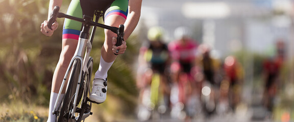 Poster - Cycling competition, cyclist athletes riding a race