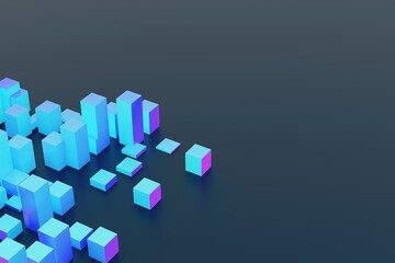 Wall Mural - abstract blue background with cubes