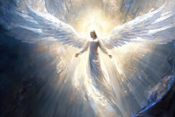 Poster - Ethereal Vision of Light: An Angelic Blessing Dispensed Generative AI