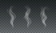 Vector set of realistic smoke or steam transparent effects on dark background