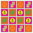 Acid lsd paper blotter mark trippy 60s style psychedelic geometry seamless pattern art.Vector crazy illustration. Smiley groovy magic mushrooms, space, techno, acid, trippy style seamless pattern