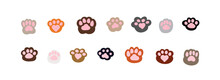 Vector Set Of Cat Or Dog Footprints.  Doodle Elements.  Paw Print Icon, Diary And Notebook Stickers 