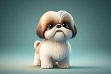 Cute Shih Tzu Dog Character. Generative AI