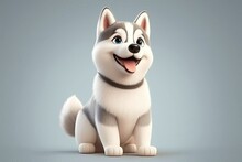 Cute Siberian Husky Dog Character. Generative AI
