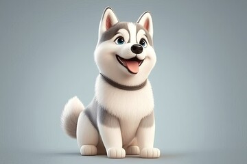 Wall Mural - Cute siberian husky dog character. Generative AI