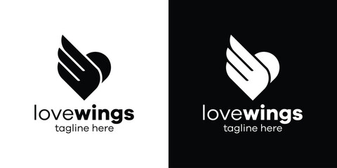 Wall Mural - logo design illustration love and wings icon vector simple