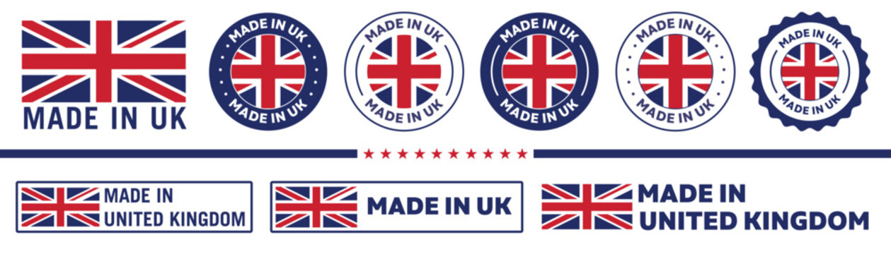 made in uk icon set. uk made product icon suitable for commerce business. badge, seal, sticker, logo