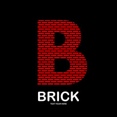 Wall Mural - Abstract letter b with brick vector logo template. Suitable for business, web, corporate, building and art logotype. Also, use for growth and brick symbol