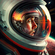 © patrick - Closeup of astronaut in space, generative ai,