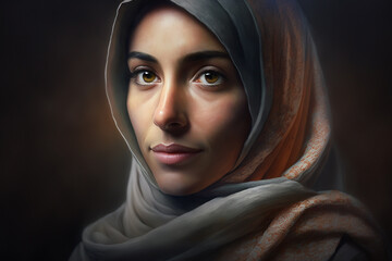 Wall Mural - Portrait of beautiful muslim woman, generative ai