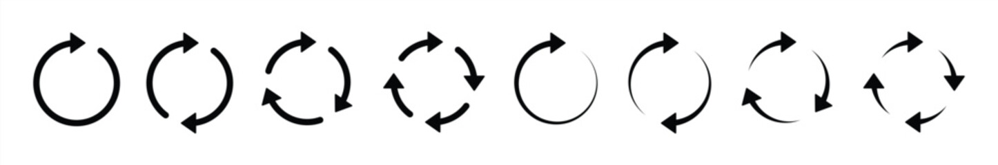 circle arrow icon set. circular arrow icon, refresh, reload arrow icon symbol sign, vector illustrat