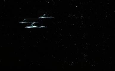 Wall Mural - Spacecraft in attack formation