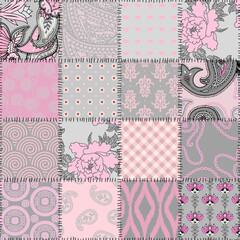 Poster - Patchwork textile pattern. Seamless quilting design background.
