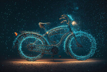 Bicycle Creative Image Made With Starry Night To Form The Bicycle Shape . Sublime Generative AI Image .