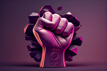 Clenched Fist As A Symbol Of Feminist Struggle. International Day For The Elimination Of Violence Against Women.  International Womens Day. Femenism. Generative Ai.
