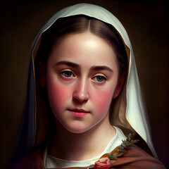 St. Therese of Lisieux art painting illustration. Generative Ai.