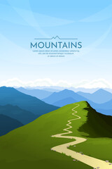 Wall Mural - mountain landscape. the path leading up to the top. a panoramic view of the mountains opens from the