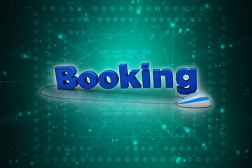 Poster - 3d rendering booking connected computer mouse
