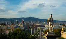 Barcelona, View Of Plaza Espana, From The National Art Museum Of Catalonia
