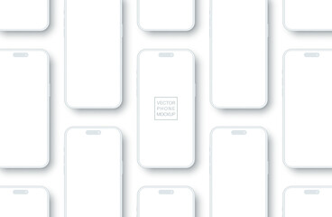 Wall Mural - White smartphone mockup. Template  for your app presentation. Phone blank screen with space for text. UI design. Vector EPS 10