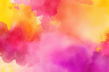 Canvas Print - Pink, purple, orange, red, yellow Watercolor Background, Artistic Abstract Backdrop, Generative AI