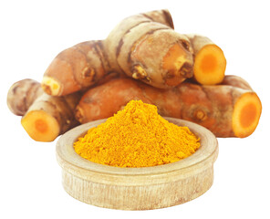 Wall Mural - Turmeric over white background