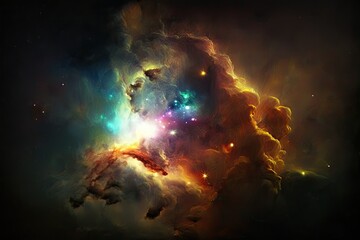 Poster - abstract background with nebula and stars in the night sky. generative ai