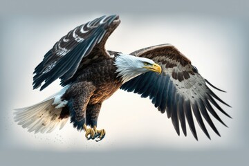 Sticker - The iconic American bald eagle flies low to the ground. Generative AI