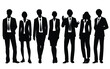 © Galina - Vector silhouettes of  men and a women, a group of standing  business people, black color isolated on white background