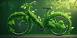 grünes Fahrrad mit Pflanzen, generative AI