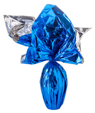 Easter Egg Wrapped In Glittering Blue Paper