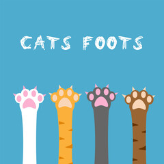 Cat flat design, prints, cartoon, cute cat foot wallpaper vector illustration