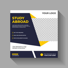 Study Abroad Creative Instagram Post And Social Media Banner Design Or Square Flyer Template