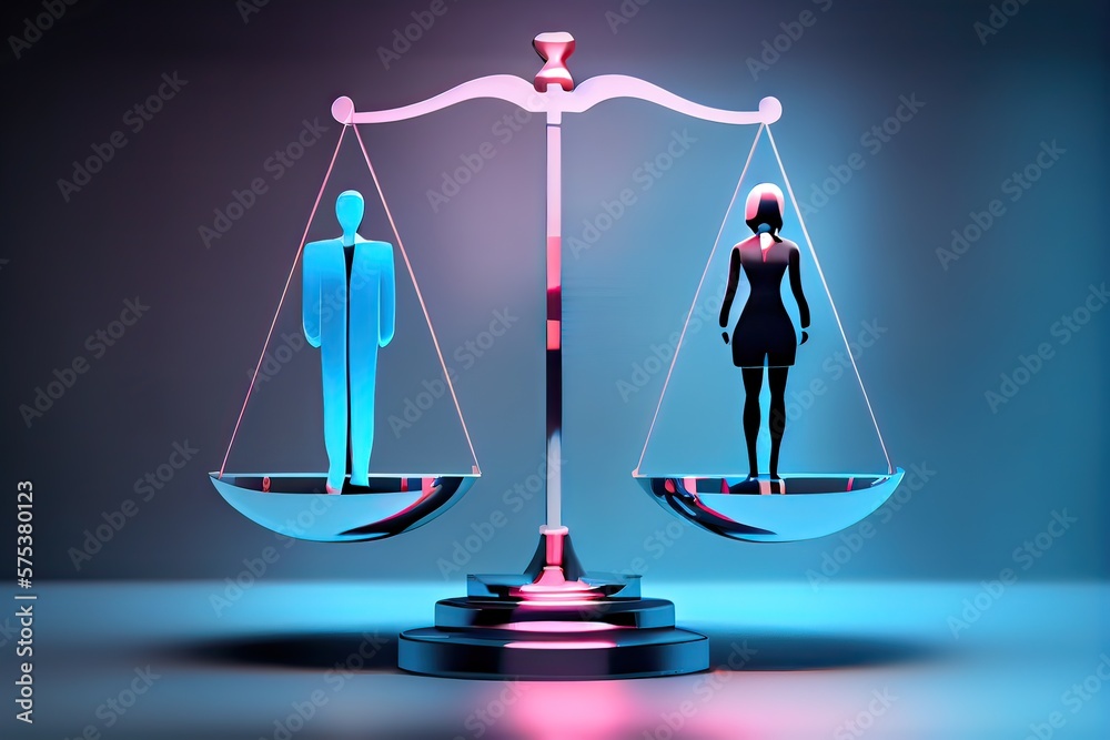 Generative AI illustration of Gender equality concept. Male and female ...