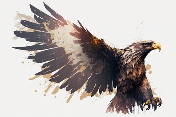 Wall Mural - spread winged eagle illustration on a white background. Generative AI