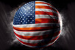 Basketball ball on a blackboard with american flag. Generative Ai