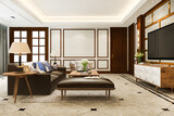 Fototapeta Przestrzenne - 3d rendering contemporary modern dining room and living room with luxury decor