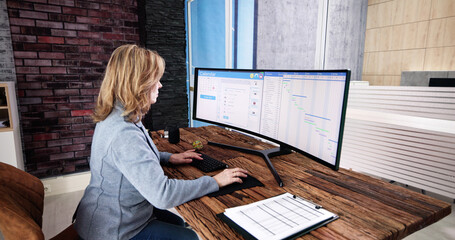 Poster - Woman Working On Calendar Agenda Schedule
