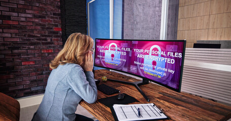 Poster - Ransomware Malware Attack. Business Computer Hacked