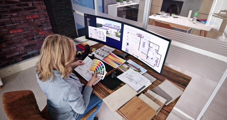Aufkleber - Real Estate Designer Working On Computer