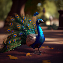 A Dancing Peacock In A Park