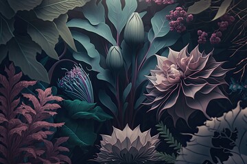 Decorative vintage flowers art background