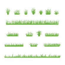 Tufts Of Green Grass. A Set Of Design Elements Of Nature.