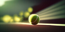 Flying Dynamic Tennis Ball In Motion AI Generated Illustration