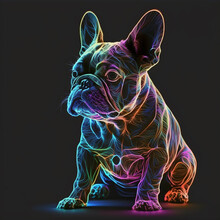 Dog French Bulldog In Neon Paint