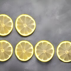 Poster - Lemon slices on a gray background. Screensaver or background.