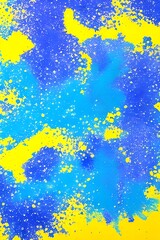 Poster - Yellow-blue abstract background from a stain of paint.