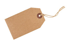 Craft Paper Tag With Twine Isolated On Transparent Background