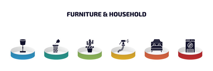Poster - furniture & household infographic element with filled icons and 6 step or option. furniture & househ
