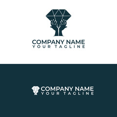 Diamond giving hand vector icon. Hands up reach for diamond get vector logo design with variation colour background.